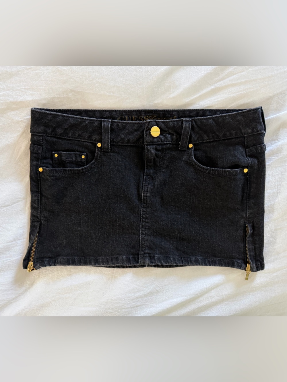 Guess Jeans Vintage Black and Gold Mini Skirt